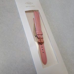 Fossil 14mm Leather Watch Strap - Pink